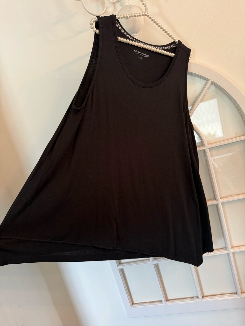 Soft Surroundings Black Modal Asymmetric High-Low Swing Tank Top | Size 1X